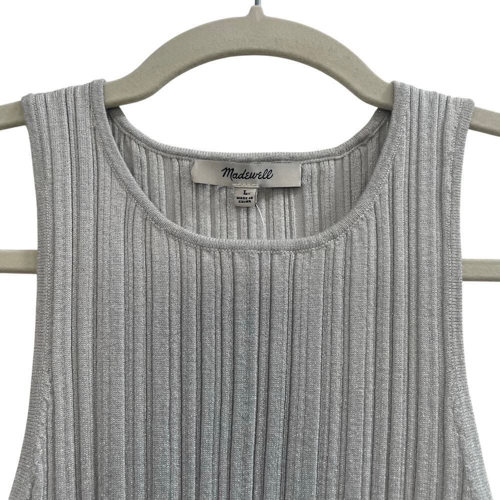 NWT Madewell Phoebe Snowy Silver Cutaway Ribbed Tank Size L - Picture 9 of 12